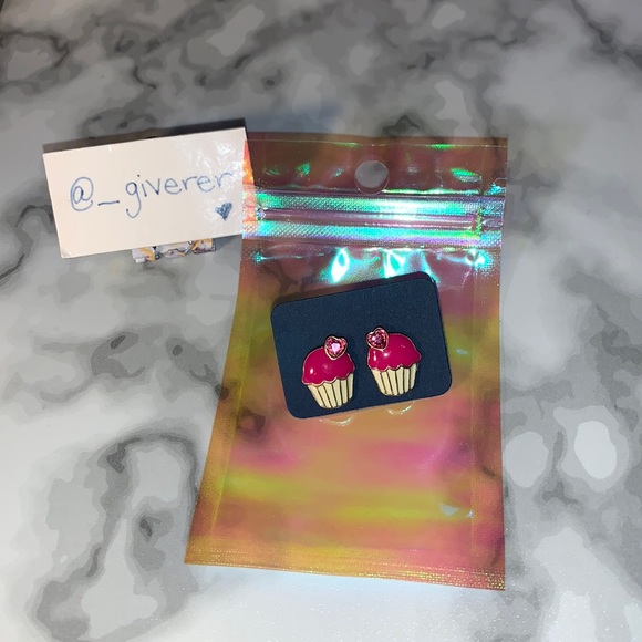 Pink Cupcake Bling π§ Earrings w Backs - Picture 2 of 10